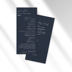 Simple Minimalist Dark Navy Wedding Program