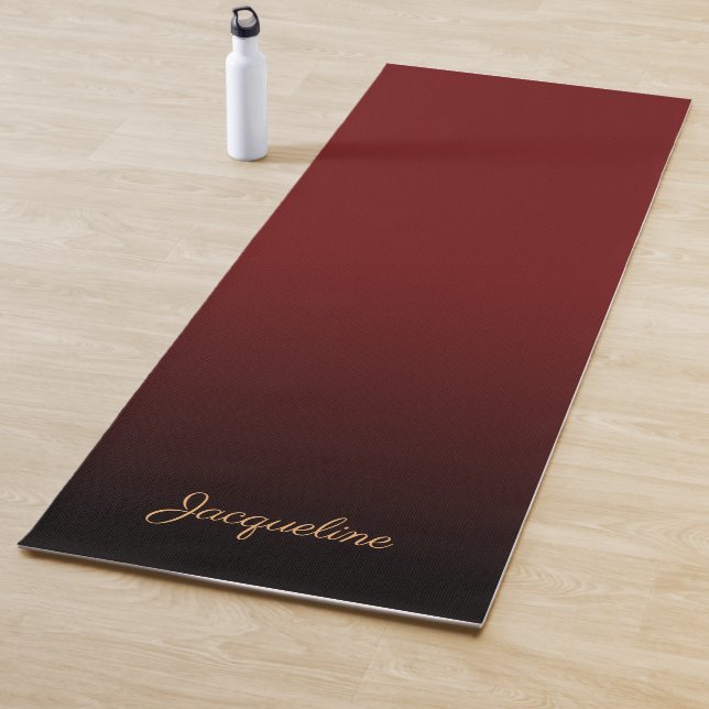Simple Minimalist DARK RED to BLACK Ombre Gradient Yoga Mat (In Situ)
