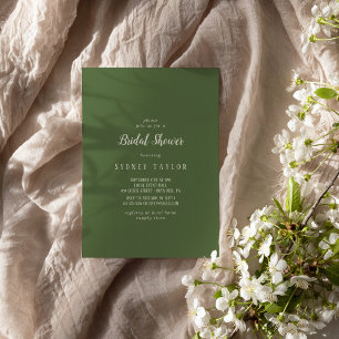 Simple Minimalist Dark Sage Bridal Shower Invitation