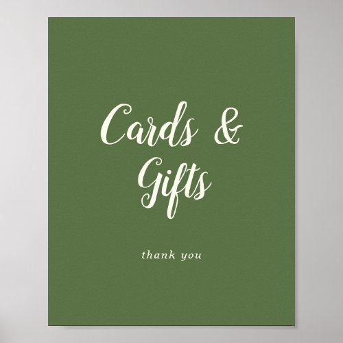 Simple MinimalistDark Sage Cards and Gifts Sign