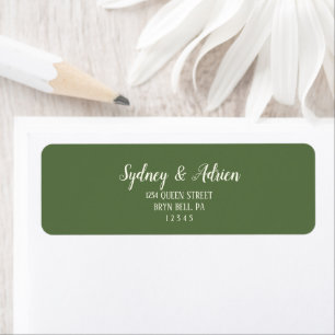 Simple Minimalist Dark Sage Invite Return Address Label