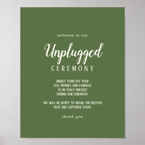 Simple MinimalistDark Sage Unplugged Ceremony  Poster
