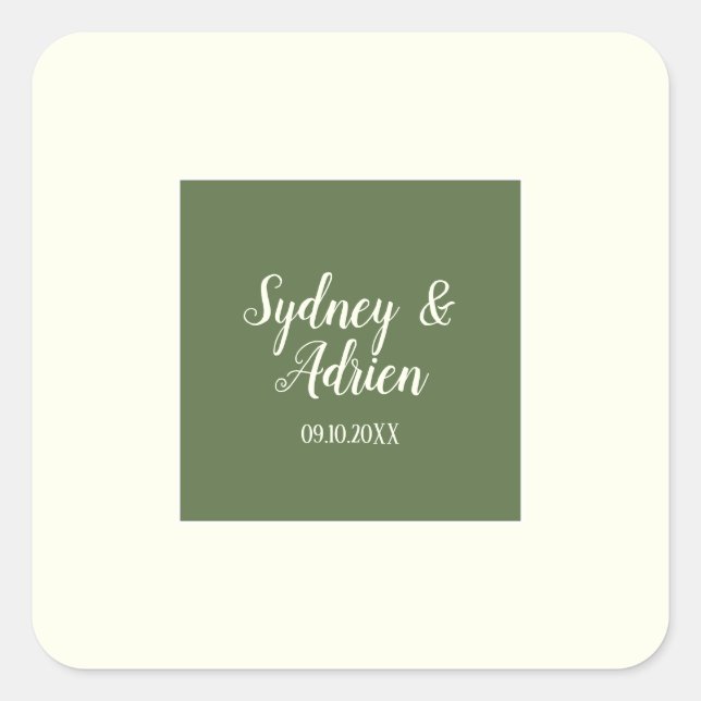 Simple Minimalist|Dark Sage Wedding Envelope Seals (Front)