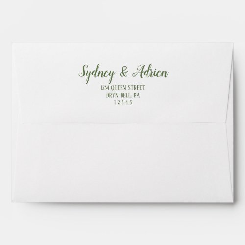 Simple MinimalistDark Sage Wedding Invitation Envelope