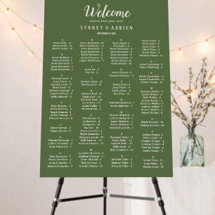 Simple Minimalist Dark Sage Wedding Seating Chart  Foam Board
