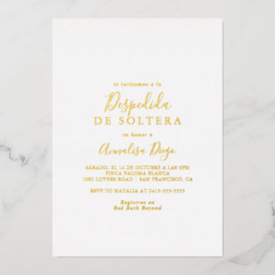 Simple Minimalist Despedida de Soltera Gold   Foil Invitation