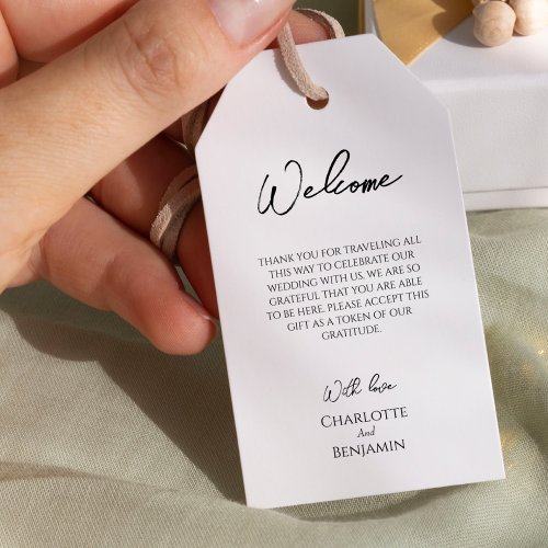 Simple Minimalist Destination Wedding Welcome Gift Tags