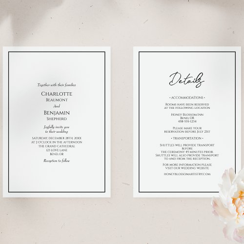 Simple Minimalist Details All In One Wedding Invitation