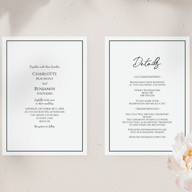 Simple Minimalist Details All In One Wedding Invitation (Creator Uploaded)