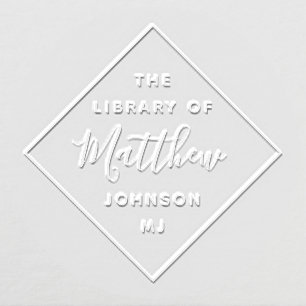 Simple Minimalist Diamond From The Library Book Embosser