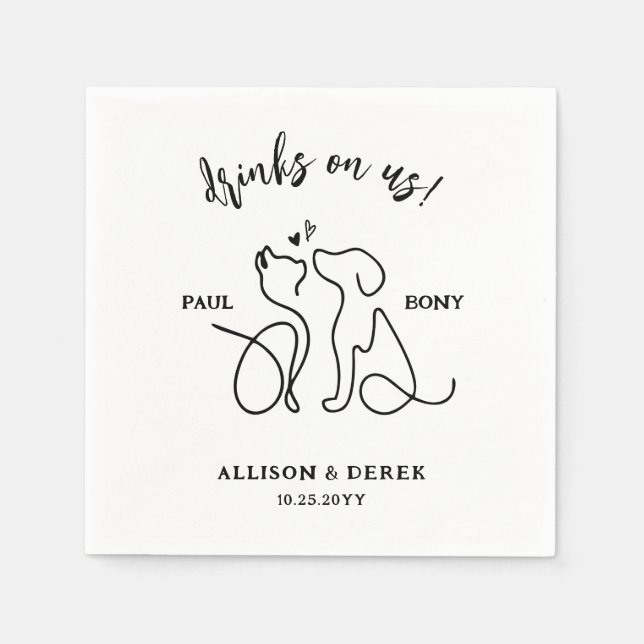 Simple Minimalist Dog Cat Name Pet Wedding Napkins (Front)