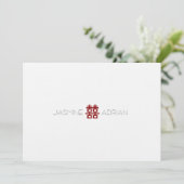 Simple Minimalist Double Happiness Chinese Wedding Invitation (Standing Front)