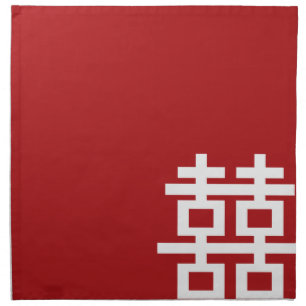 Simple Minimalist Double Happiness Chinese Wedding Napkin