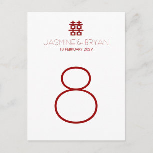 Simple Minimalist Double Happiness Chinese Wedding Postcard