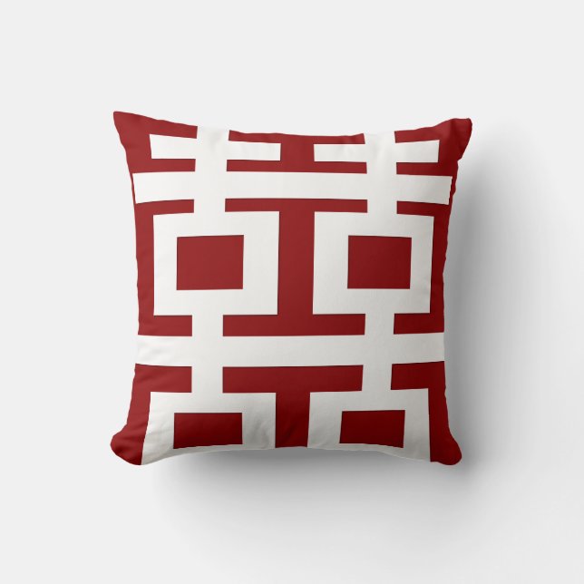 Simple Minimalist Double Happiness Chinese Wedding Throw Pillow (Front)