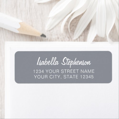 Simple Minimalist Dusky Blue White Return Address Label