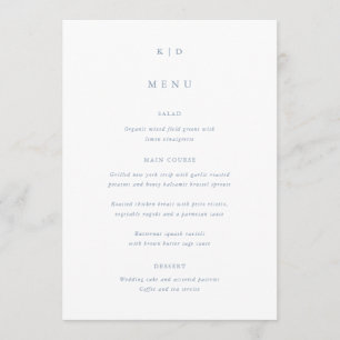 Simple Minimalist Dust Blue Wedding Menu