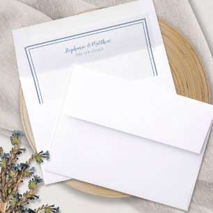 Simple Minimalist Dusty Blue Custom Name Date Envelope Liner