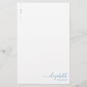 Simple Minimalist Dusty Blue Monogram Initial Stationery