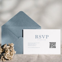 Simple Minimalist Dusty Blue QR Code RSVP