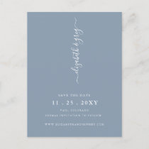 Simple Minimalist Dusty Blue Save The Date Announcement Postcard