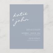 Simple Minimalist Dusty Blue Virtual Wedding  Invitation Postcard (Front)