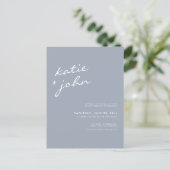 Simple Minimalist Dusty Blue Virtual Wedding  Invitation Postcard (Standing Front)