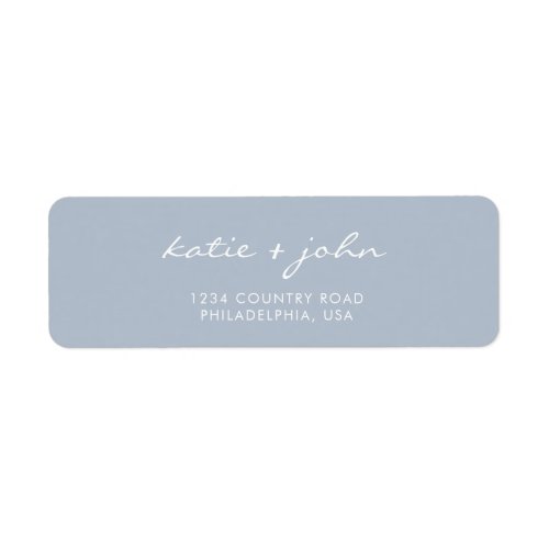 Simple Minimalist Dusty Blue Wedding Address Label