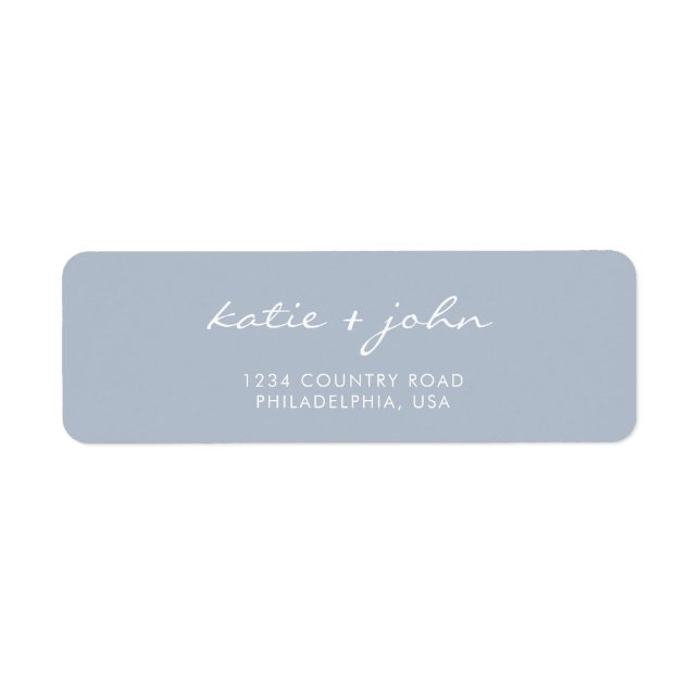 Simple Minimalist Dusty Blue Wedding Address Label (Front)