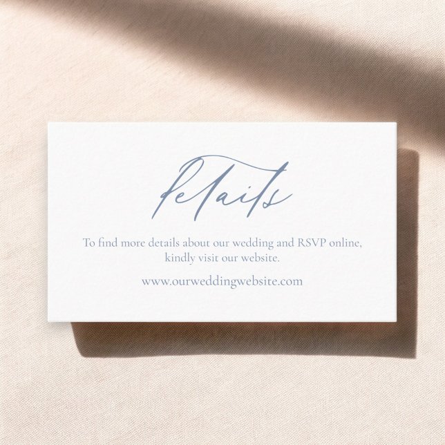 Simple Minimalist Dusty Blue Wedding Details Business Card (Creator Uploaded)