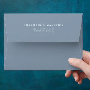Simple Minimalist Dusty Blue Wedding Envelope