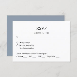 Simple Minimalist Dusty Blue Wedding RSVP Response
