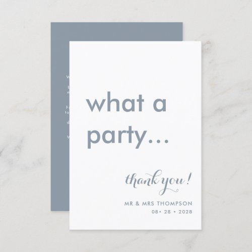 Simple Minimalist Dusty Blue Wedding Thank You Card