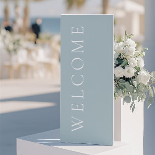 Simple Minimalist Dusty Blue Wedding Welcome Sign