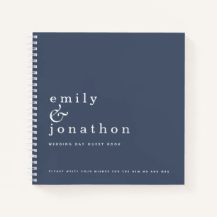 Simple Minimalist Dusty Navy Wedding Guest Book