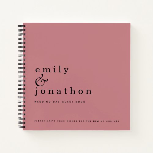 Simple Minimalist Dusty Rose Wedding Guest Book