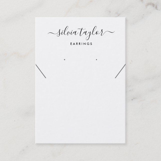 Simple minimalist  Earring Necklace QR code Business Card (Front)