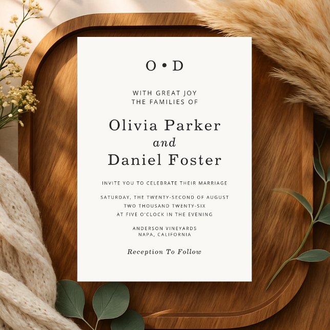 Simple Minimalist Editorial Typography Wedding Invitation (Creator Uploaded)