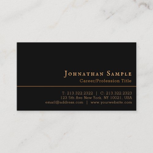 Simple Minimalist Elegant Black and Gold Business Card