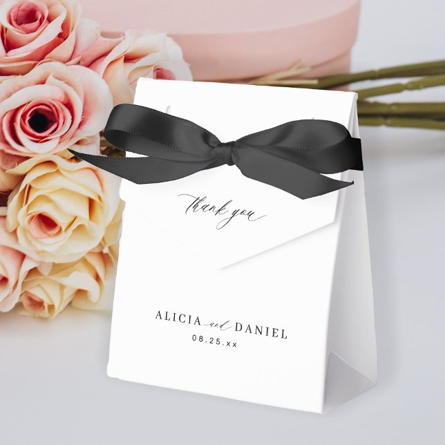Simple minimalist elegant black and white wedding favor boxes (Creator Uploaded)