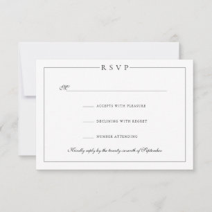 Simple Minimalist Elegant Black and White Wedding RSVP Card