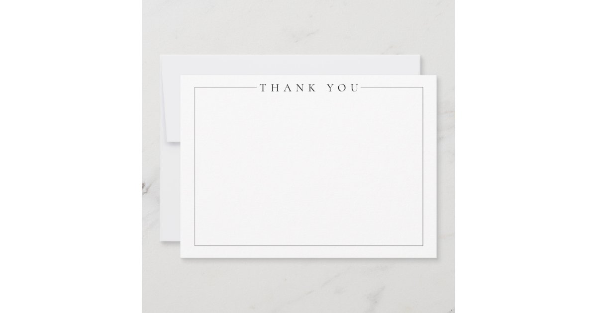 Simple Minimalist Elegant Black and White Wedding Thank You Card | Zazzle