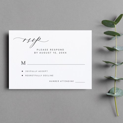 Simple minimalist elegant calligraphy wedding RSVP Invitation