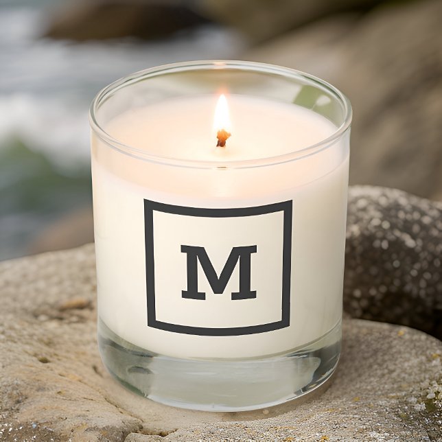 Simple Minimalist Elegant Chic Framed Monograms Scented Candle (Creator Uploaded)
