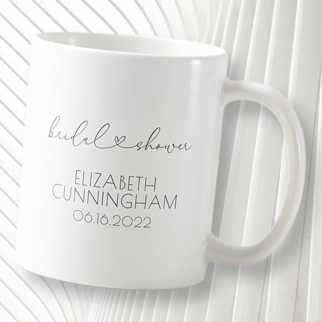 Simple Minimalist Elegant Chic Heart Bridal Shower Coffee Mug (Creator Uploaded)