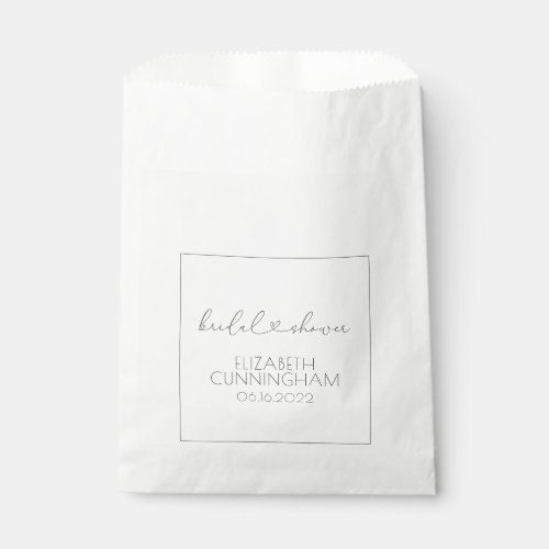 Simple Minimalist Elegant Chic Heart Bridal Shower Favor Bag