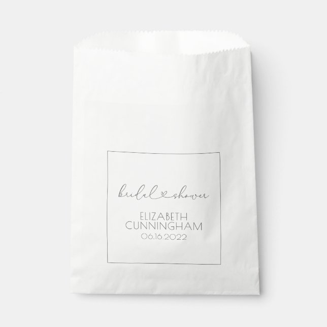 Simple Minimalist Elegant Chic Heart Bridal Shower Favor Bag (Front)