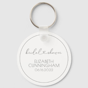 Simple Minimalist Elegant Chic Heart Bridal Shower Keychain