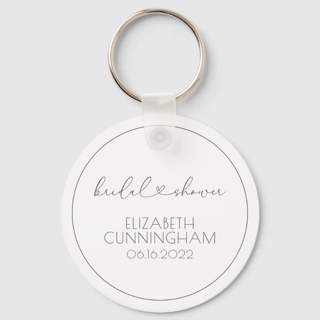 Simple Minimalist Elegant Chic Heart Bridal Shower Keychain (Front)