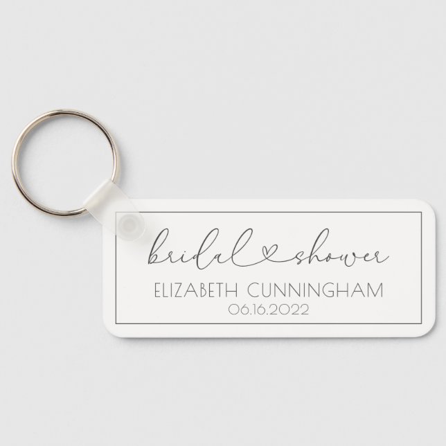Simple Minimalist Elegant Chic Heart Bridal Shower Keychain (Back)